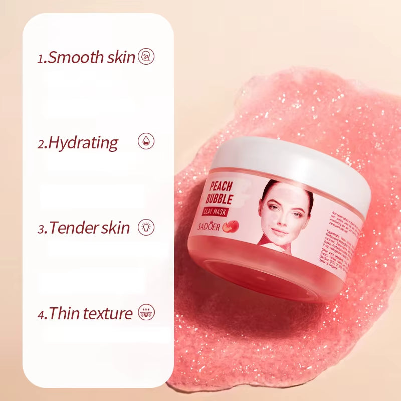 100G Peach Deep Cleansing Bubble Clay Facial Mask